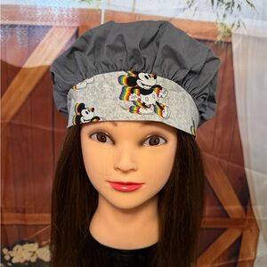 Gray Surgical Hat with Mickey Mouse Rainbow Trim